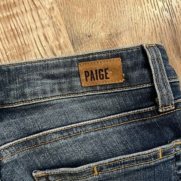 Paige Miki Straight Leg Keiran Destructed Distressed Dark Wash Jeans | Size 25 - Picture 5 of 7